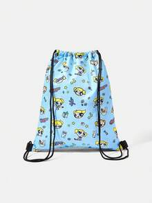 THE POWERPUFF GIRLS X SHEIN Allover Cartoon Character & Tiny Decor Element Print Drawstring Storage Backpack, Lightweight Drawstring Sack Bag For Gym Sports Travel Daily Use - Cartoon-4 - View 5