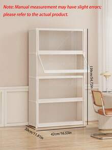 1pc Dustproof Storage Cabinet With Lid, Wardrobe, Bookcase, Storage Rack, Improves Space, Stable And Stylish, Easy To Assemble And Disassemble, Portable, Suitable For Living Room, Bedroom, Entrance, Office, Home, Multi-Layer Storage - White - View 3