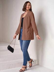 Chikora Cardigan Rajut Hitam Ukuran Besar dengan Kantong, Model Longgar untuk Wanita, Cocok untuk Bisnis dan Kasual. - Dusty Pink - View 6