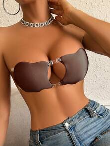 SHEIN 1pc Front-Clasp Invisible Push-Up Breast Petal - Burgundy - View 2