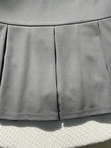 SHEIN 青少年女孩百褶裙 返校季 - 灰色 - 查看 3