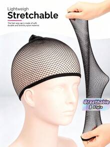 (5/50/30/100 Pieces).Elastic Mesh Wig Cap – Soft, Breathable, And Stretchy, Offering A Comfortable, Secure Fit While Gently Protecting Your Hair. Designed Specifically For Women - Black - View 1