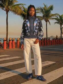 CAJUNI Tropical Print Casual Vacation Jacket - Black - View 5