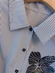 SHEIN Clasi 大码休闲通勤花卉条纹印花衬衫 - 黑色 - 查看 7