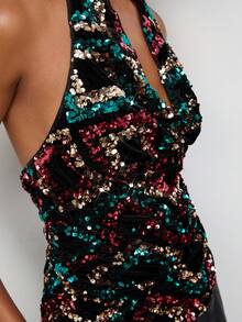 Maija Women's Colorful Sequin Halter Top - Multicolor - View 2