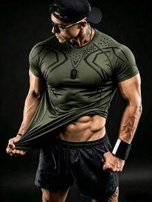 GymBeat Men's Colorblock Casual Versatile Daily Wear Sports T-Shirt - Multicolor - View 1