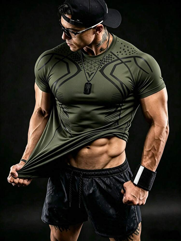 GymBeat Men's Colorblock Casual Versatile Daily Wear Sports T-Shirt - Multicolor - View 1