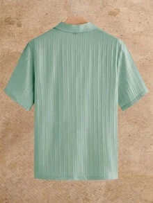 HIMLAND 男士紋理針織 Polo 衫 短袖 V 領翻領 羅紋 寬鬆休閒夏季上衣 輕盈透氣 冰絲觸感 日常穿搭款 - 彩色 - 查看 4