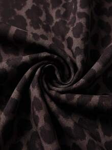 Firerie Plus Size Fashion Commuter Leopard Print Skirt - Coffee Brown - View 3