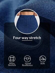 Flexra Women's Casual Washed Slit Slim Fit Denim Skirt Office Navy Blue Autumn - Blue - View 10