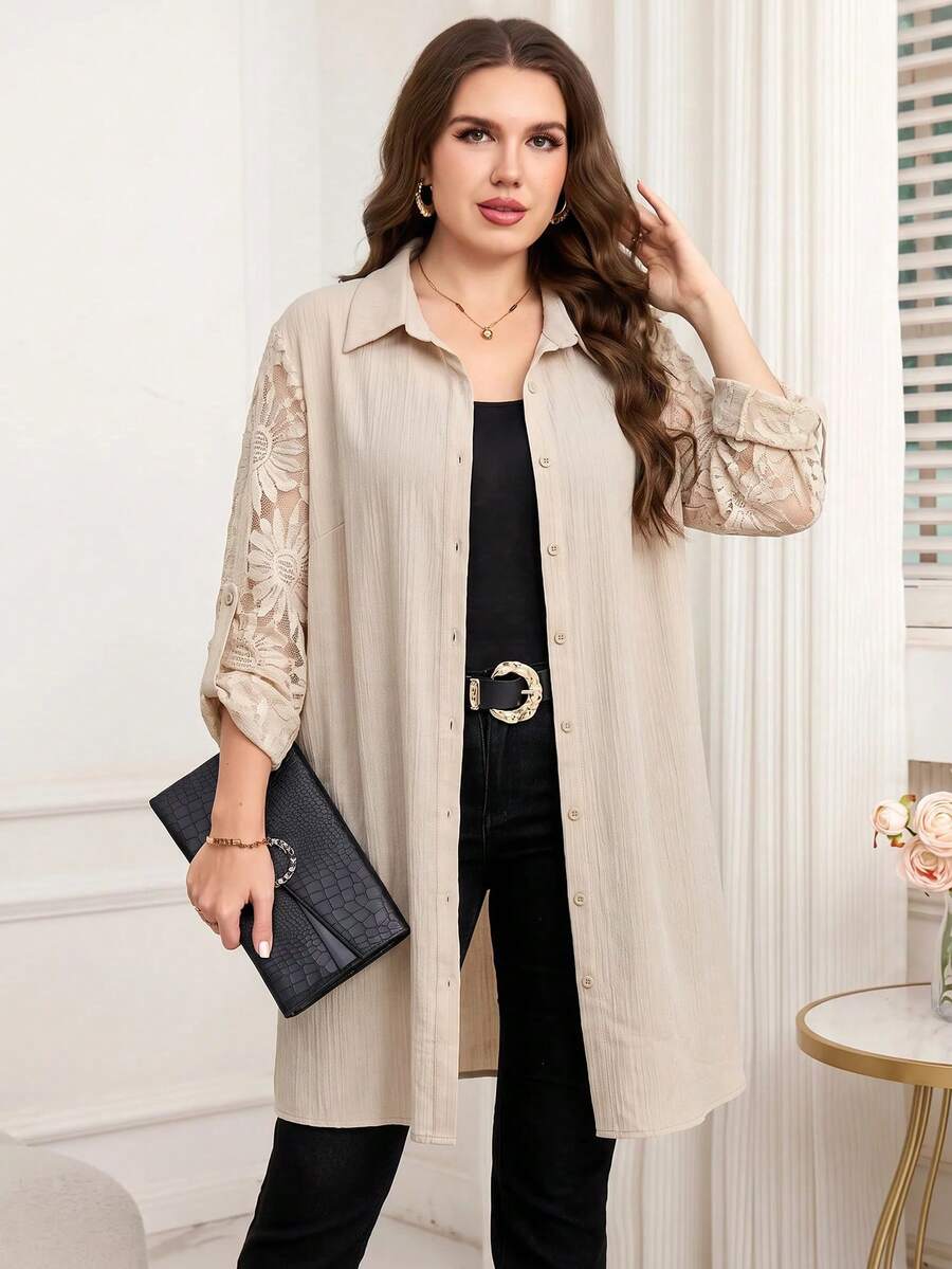 Reflora Plus Size Women's Single-Breasted Casual Everyday Shirt - Multicolor - View 1