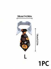 PETSIN 1PC Gentle Suit Collar Pet Tie Collar / Soft Smooth Woven Cloth White Shirt Collar Design Two Style Prints Halloween Pumpkin Spider Web Ghost Pattern & Classic Red Black Stripe - Multicolor - View 16