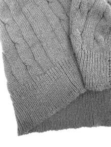 SHEIN Clasi Plus Size Sweater Blouse Collar Turn-Up Cuff Button Front Cardigan Knit Splicing 2 In 1 Set Fall Winter Cloth For Women Autumn - Grey - View 8