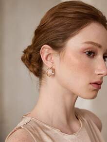 MOTF ROSE GOLD WOVEN MESH DIAMOND GEMSTONE PREMIUM EARRINGS - Rose Gold - View 5