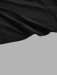 SHEIN EZwear Áo thun graphic cơ bản họa tiết nhện mạng nhện đính đá rhinestone phong cách Halloween Goth Y2K - màu đen - Xem 4