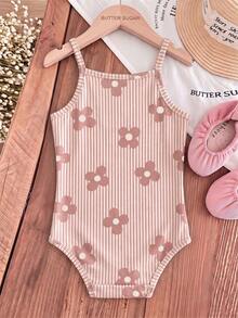 Baby Girl Casual Spaghetti Strap Romper Suitable For Spring And Summer - Multicolor - View 2