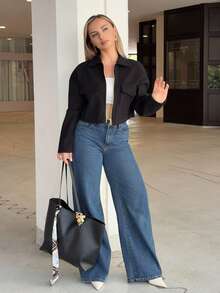 Jeta Ari Women Overcoats Kantong Zip Plain Casual - Hitam - View 5