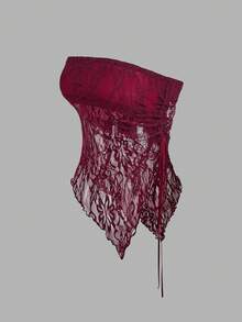 SHEIN MOD 3件組女款無肩帶蕾絲細肩帶上衣，精緻花卉圖案無袖抹胸上衣，女款蕾絲抹胸上衣，百搭款 - 彩色 - 查看 9