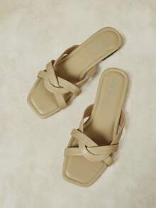 Styleloop Sandalias planas de verano con hebilla para mujer - Albaricoque - Ver 4
