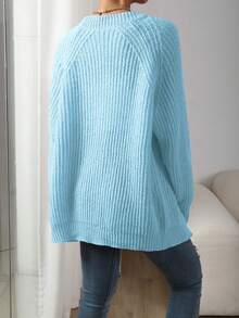 SHEIN LUNE 女款素色休閒百搭日常穿搭開襟衫 - 藍色 - 查看 2