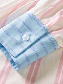 INAWLY Kemeja Lengan Panjang Wanita Kasual Motif Garis-garis dengan Saku, Cocok untuk Kerja, Perjalanan, Liburan, Musim Semi/Gugur - Aprikot - View 7