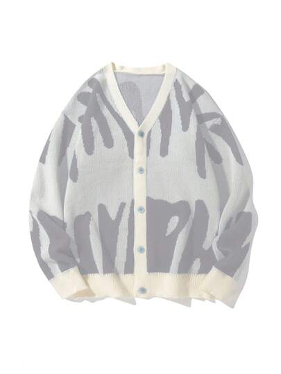 Manfinity Hypemode Men's Colorblock V-Neck Casual Versatile Daily Wear Cardigan