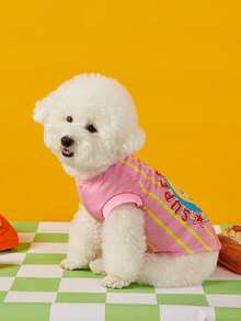 LOONEY TUNES X PETSIN 1 Piece Cute Little Bird Black Letter Pet Vest Blue Or White Red Five Pointed Star Letter Printed Pet Vest Pink Yellow Stripe Breathable Elastic Screw Mouth Soft Anti Hair Pet Clothing - Multicolor - View 6