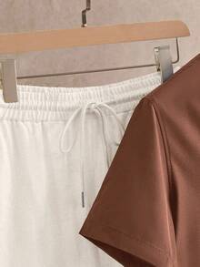 EASEVO Men's Plus Size Solid Color Short Sleeve Shirt And Pants Casual Set - Multicolor - View 4