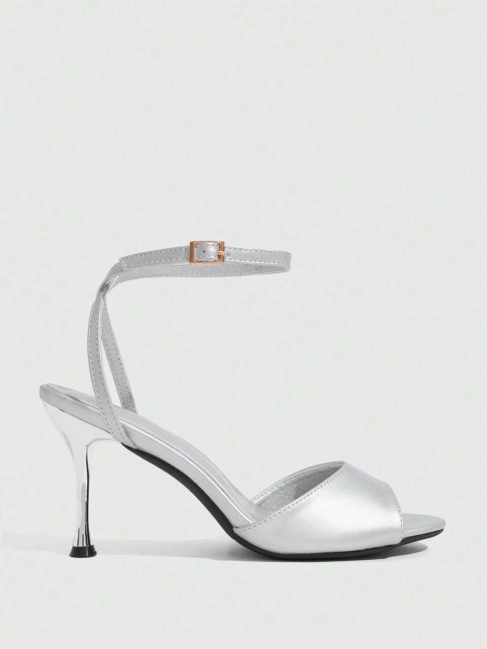 CUCCOO SZL Silver, Open-Toed High-Heeled Sandals, Temperament Royal Sister Style, Fine Heel With Women's Shoes