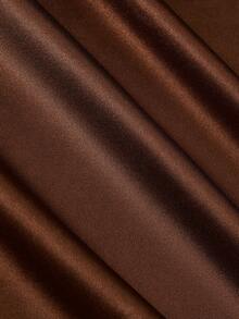 Sweetra Premium Deep Brown Satin Slip Dress With Black Lace V-Neck, Fitted Draped Mid-Length Sexy Dress - Brown - View 5