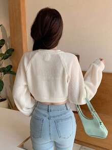 DAZY 女款素色休閒百搭日常長袖外套 秋季 - 白色 - 查看 2