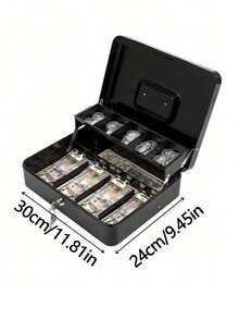 Large Capacity Secure Cash Box With Safety Spring Clip Lock - Heavy Duty Metal Structure, Includes Removable Coin Tray And Cash Organizer. - multicolor - View 4
