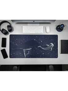 1pc Whale Shark Printed Desk Mat - Gaming Mouse Pad, Multipurpose Keyboard Pad, Durable Rubber Base, Starry Sky Design, Suitable For Office And Home, Perfect Gift For Family And Friends, Mouse Pad - Multicolor - View 3