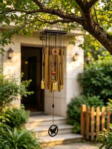 1PC Extra Large Antique Copper Finish Aluminum Alloy Wind Chime Outdoor Garden Patio Home Decor Durable Rust Resistant Melodious Art Gift Idea - multicolor - View 4