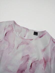 Yasmyna Abito lungo a maniche lunghe con stampa digitale intrecciata rosa, con bordo in pizzo bianco, silhouette a vita stretta e linea ad A, elegante stile romantico arabo, adatto per primavera/estate - Rosa - Visualizzare 14