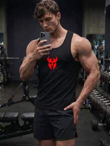 GymBeat Men's Letter Graphic Fashionable Sleeveless Tank Top, Gym Sports Black - Black - View 7