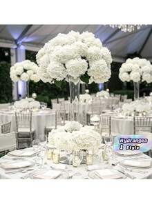 30 PCS Lifelike Hydrangea Flowers, Realistic Texture, Large Blooms, White Artificial Hydrangea Flowers With Stems, Full Flower Heads, Suitable For Home Decor, Party Decoration, Wedding Bouquets, Tabletop Centerpieces - White - View 2