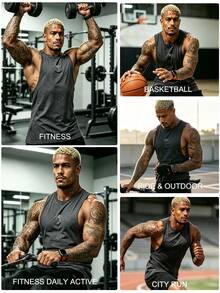 Coreblaze Tank Top Olahraga Pria Motif Laba-laba Tanpa Lengan, Kemeja Fitness Longgar untuk Latihan - Dark Grey - View 7