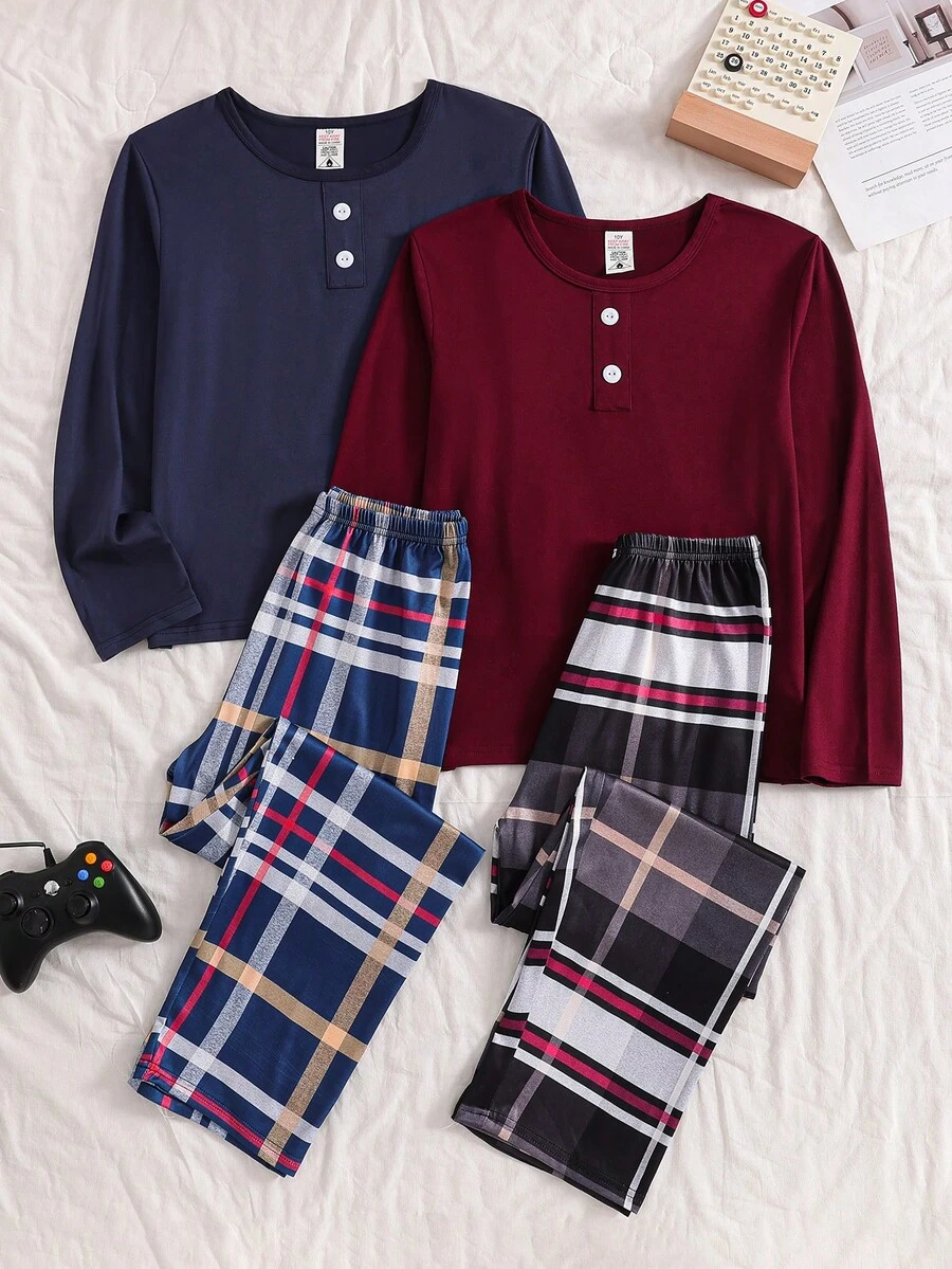 4PCS Tween Boys Pajamas - Multicolor - View 1