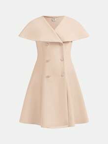Firerie Kids Tween Girls V-Neck Cardigan Dress, Business Commute Elegant Cute Casual Dress - Apricot - View 4