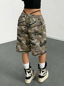 StreetHx Women's Camouflage Punk Print Loose Mid-Length Pants - Multicolor - View 2