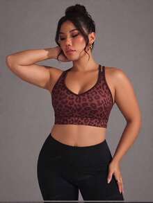 SHEIN Unity 2026 Summer New Plus Size Women's Leopard Print V-Neck Tank Bikini Top - Multicolor - View 4