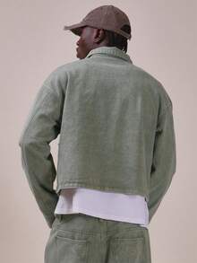 Musero Relaxed Fit Wash Denim Jacket Kangaroo Pocket With Exposed Zip Detail Spring Summer Essentials Co Ord Jacket Only - Green - View 4