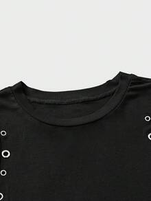 AXEPEAK Men's Black Eyelet Design Crew Neck Casual Streetwear Tank Top Club Summer - Black - View 4
