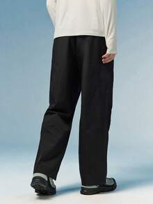 Caldwick Men's Black Winter Streetwear Parachute Cargo Pants,Loose-Fitting Techwear Utility Pants For City Break,Outdoor Hip-Hop Wide-Leg Straight Casual Pants - Black - View 3