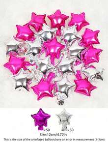 MINKOJA 100 piezas Globos de aluminio con forma de estrella de 5 pulgadas Mini Pentagrama Decoración para fondo de pared de fiesta de cumpleaños feliz Escenas de boda Celebración de aniversario Decoración de ambiente al aire libre Arreglos de decoración de tienda Globos - Mini Star - Ver 13