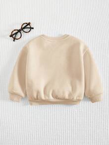 Cozy Pixies 女嬰 3D蝴蝶結豹紋熊頭圖案圓領長袖套頭衛衣 秋季休閒運動百搭款 - 卡其色 - 查看 2