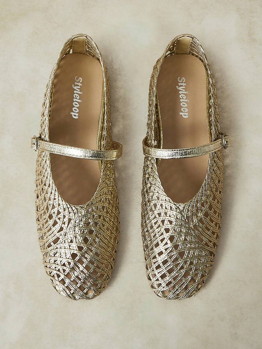 Styleloop Ladies, Willow Nails, Buckles, Flat Shoes. - Gold - View 1