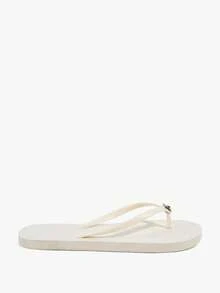 Grefit Women's Flip-Flops, Summer Open-Toe Slippers, Round Toe Simple Solid Color Flip-Flops, Vacation Beach Shoes - Apricot - View 7