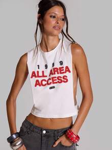 MUSERA Tank Top Tanpa Lengan Bergambar Putih untuk Musim Panas dan Gugur, Cocok untuk Pergi Keluar, Festival, dan Gaya Keren ala Gadis Furiosa di Musim Gugur. - MultiWarna - View 5